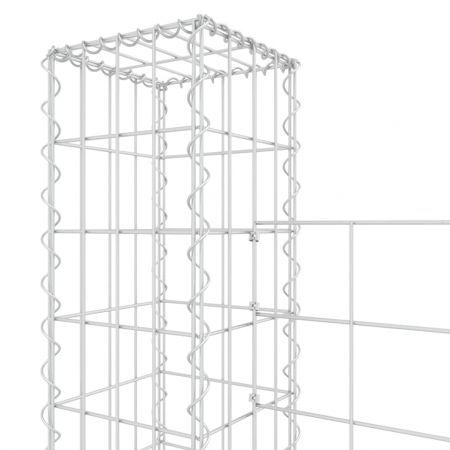 U-shape Gabion Basket with 6 Posts Iron 620x20x150 cm