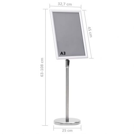 A3 Pedestal Poster Stand Silver Aluminium Alloy