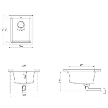 Kitchen Sink with Overflow Hole White Granite