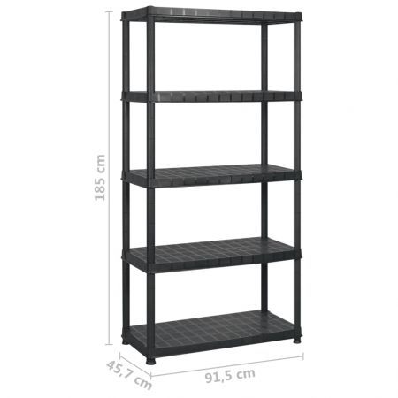 Storage Shelf 5-Tier Black 183x45.7x185 cm Plastic