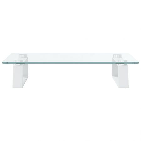 Monitor Stand White 40x35x8 cm Tempered Glass and Metal