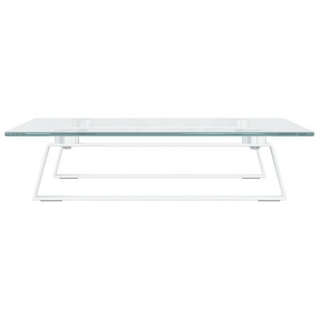 Monitor Stand White 40x35x8 cm Tempered Glass and Metal