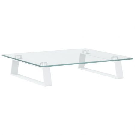 Monitor Stand White 40x35x8 cm Tempered Glass and Metal