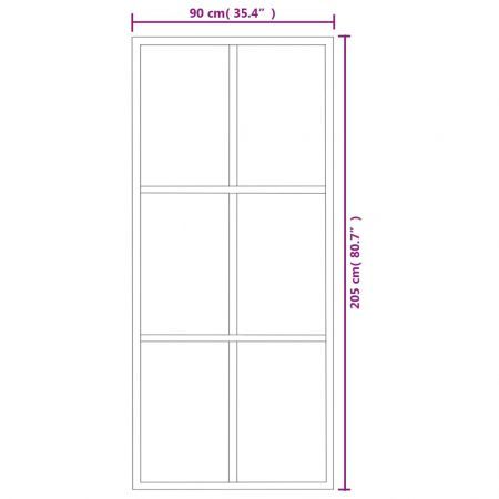 Sliding Door with Hardware Set ESG Glass&Aluminium 90x205 cm