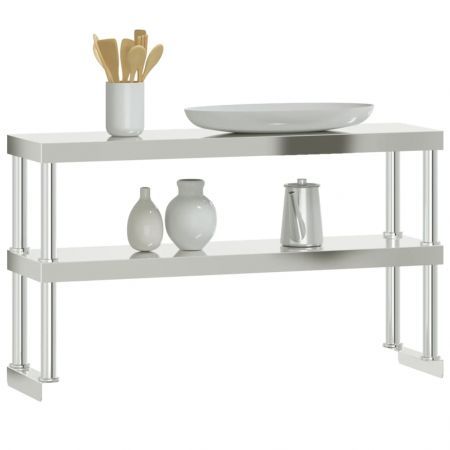 Work Table Overshelf 2-Tier 110x30x65 cm Stainless Steel