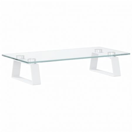 Monitor Stand White 40x20x8 cm Tempered Glass and Metal