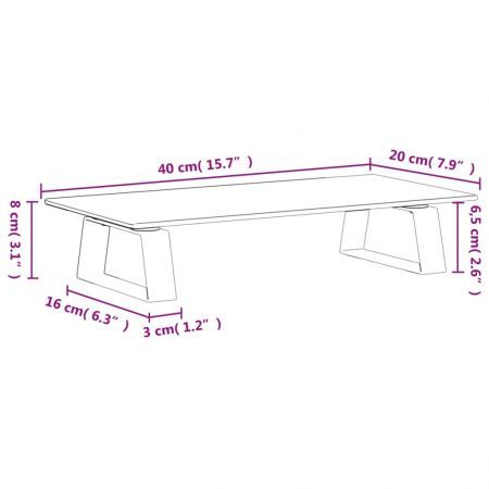 Monitor Stand White 40x20x8 cm Tempered Glass and Metal