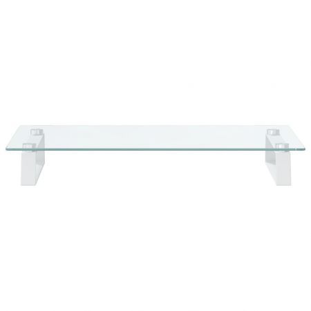 Monitor Stand White 60x35x8 cm Tempered Glass and Metal