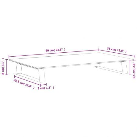 Monitor Stand White 60x35x8 cm Tempered Glass and Metal