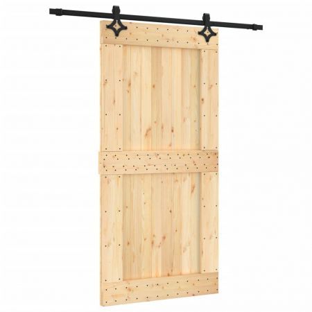 Sliding Door with Hardware Set 100x210 cm Solid Wood Pine