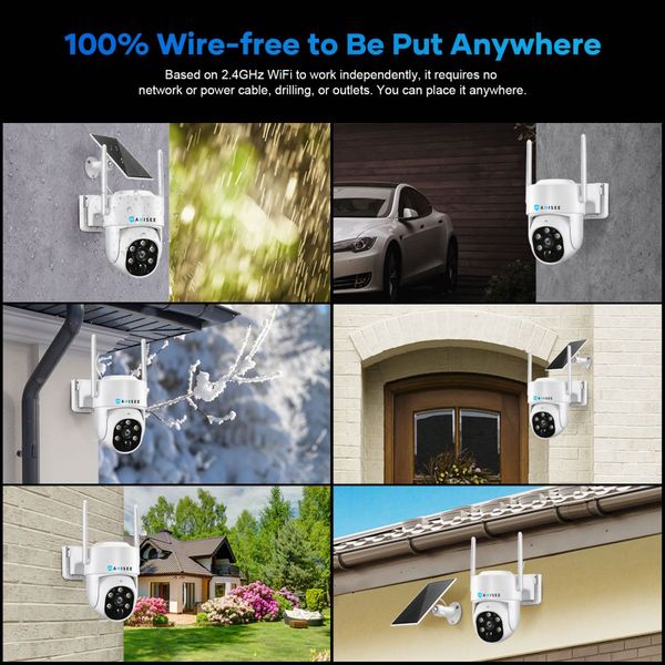 2x Wifi Security Cameras Solar Wireless CCTV Home PTZ Outdoor System 4MP 16CH NVR