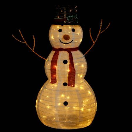 Decorative Christmas Snowman Figure with LED Luxury Fabric 90cm