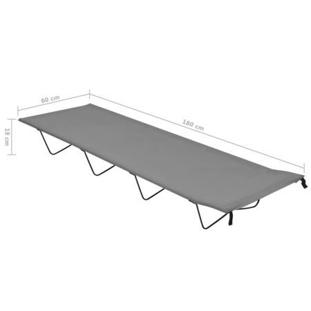 Camping Bed 180x60x19 cm Oxford Fabric and Steel Grey