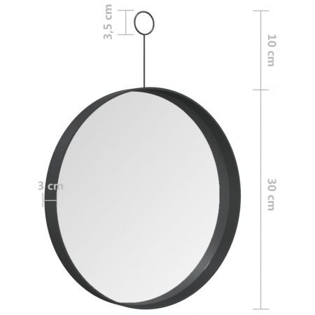 Hanging Mirror with Hook Black 30 cm