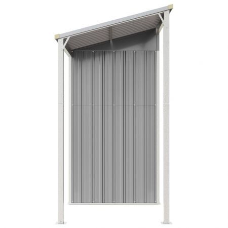 Garden Shed with Extended Roof Light Grey 277x110.5x181 cm Steel