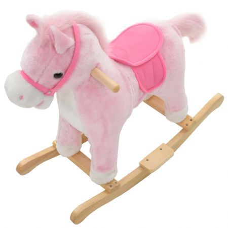 Rocking Animal Horse Plush 65x32x58 cm Pink