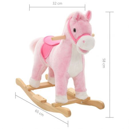 Rocking Animal Horse Plush 65x32x58 cm Pink