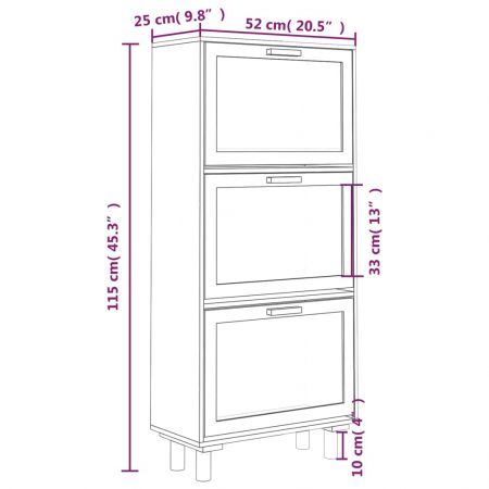 Shoe Cabinet Brown 52x25x115 cm Engineered Wood and Natural Rattan