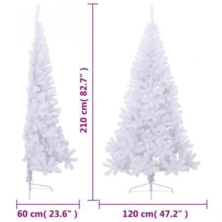 Artificial Half Christmas Tree with Stand White 210 cm PVC