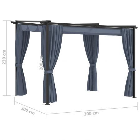 Gazebo with Curtains 3x3 m Anthracite Steel