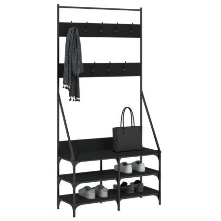 Clothes Rack with Shoe Storage Black 90x34x184 cm