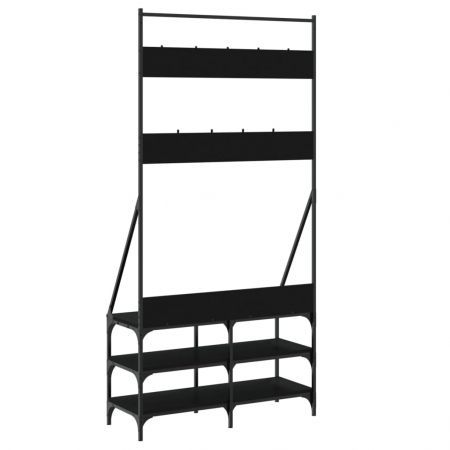 Clothes Rack with Shoe Storage Black 90x34x184 cm