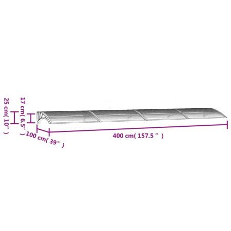 Door Canopy Grey 400x100 cm Polycarbonate