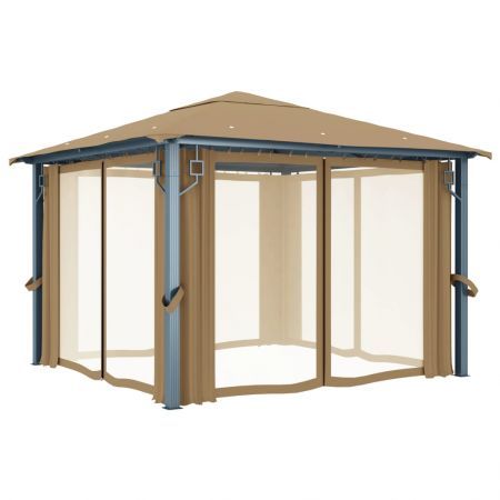 Gazebo with Curtain 300x300 cm Taupe Aluminium