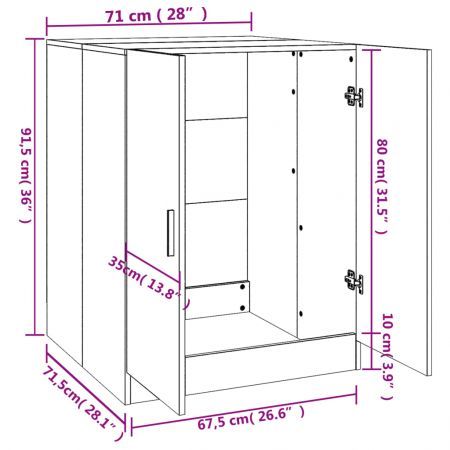 Washing Machine Cabinet Black 71x71.5x91.5 cm