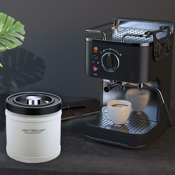 1600ML Coffee Canister Airtight Coffee Container Stainless Steel Coffee Bean Storage Container with CO2 Release Valve