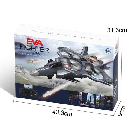 EVA Fighter Drone with HD Camera and Dual Battery RC, Quadcopter with Assisted Landing, Small Plane for Kids and Beginners