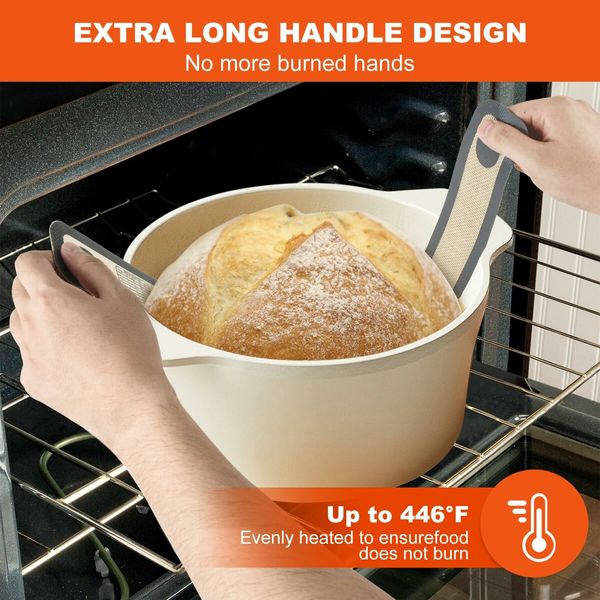 Silicone Bread Sling Dutch Oven Liner,Non-Stick & Easy Clean Reusable Oval and Round Silicone Bread Baking Mat with Long Handles,2 Pack