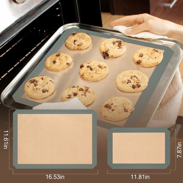 Silicone Baking Mat,3 Pack Reusable Baking Mat,Non-Stick,Food Safe Silicone Mats for Baking,Oven Baking Sheet for Making Cookies,Macaroons,Bread