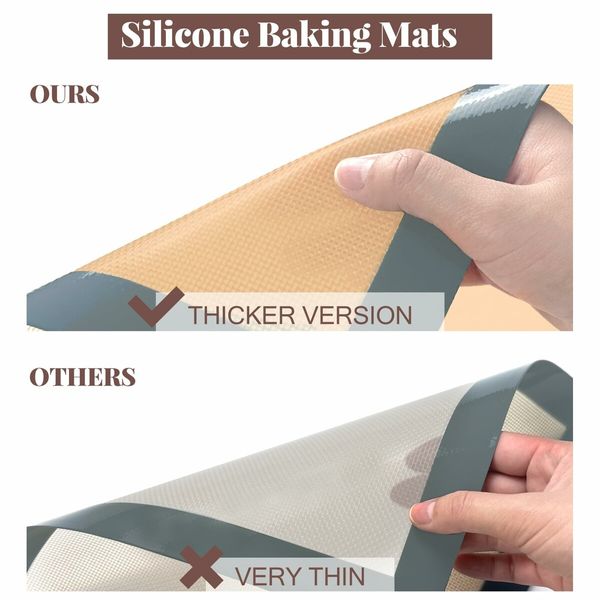 Silicone Baking Mat,3 Pack Reusable Baking Mat,Non-Stick,Food Safe Silicone Mats for Baking,Oven Baking Sheet for Making Cookies,Macaroons,Bread