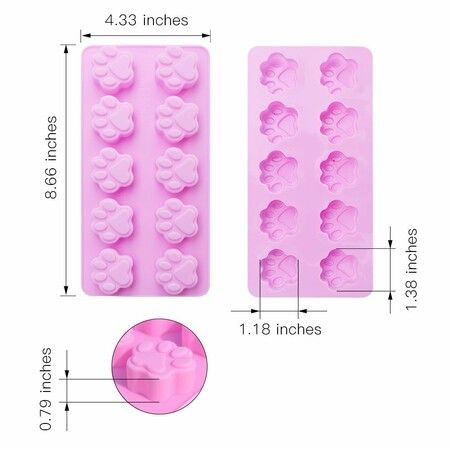 Puppy Dog Paw and Bone Silicone Molds,Non-Stick Food Grade Silicone Molds for Chocolate,Candy,Jelly,Ice Cube,Dog Treats (Puppy Paw Bone Set of 4PCS)