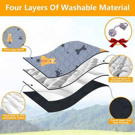 Washable Pee Pad for Dogs, 2 Packs Non-Slip Puppy Training Pads, Fast Absorbent Pet Whelping Pads, Puppy Playpen Mat  (70*100cm-Grey)