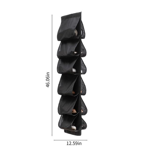 Hanging Shoe Organizer,Shoe Storage Bag Non-Woven Hanging Closet Organizers,12 Compartment Dustproof Storage Convenient Shoe Rack(Black)