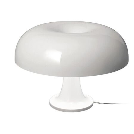 USB Cable White Mushroom Lamp, Retro Nesso Table Lamp, Dimmable White Lamp, Mid Century 70s Funky Lamp for Desk (White)