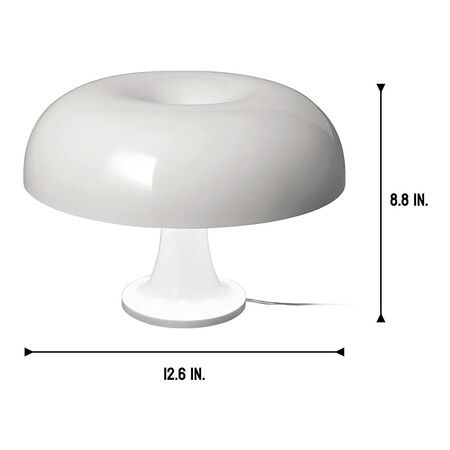 USB Cable White Mushroom Lamp, Retro Nesso Table Lamp, Dimmable White Lamp, Mid Century 70s Funky Lamp for Desk (White)