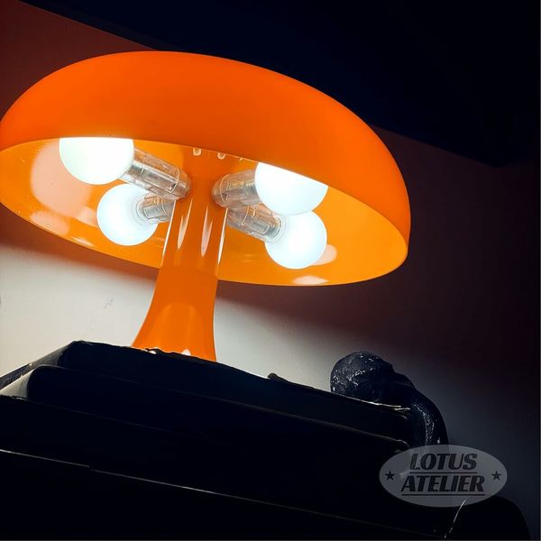 USB Cable Orange Mushroom Lamp, Retro Nesso Table Lamp, Dimmable Orange Lamp, Mid Century 70s Funky Lamp for Desk (Orange)