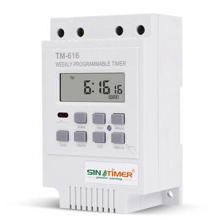 Programmable Digital Timer,SENRISE TM616 Digital Electrical Timer Plug Socket with LCD Display for Lights,24 Hours/7 Days A Week Programmable(White,12V)