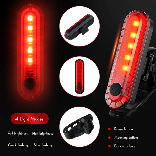 2 Pack Rechargeable Bike Tail Light, Red Bike Tail Light at Night, Bike Tail Lights with Battery Life, Easy to Install on Any Bike Trailer