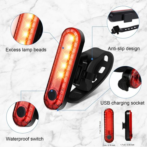 2 Pack Rechargeable Bike Tail Light, Red Bike Tail Light at Night, Bike Tail Lights with Battery Life, Easy to Install on Any Bike Trailer