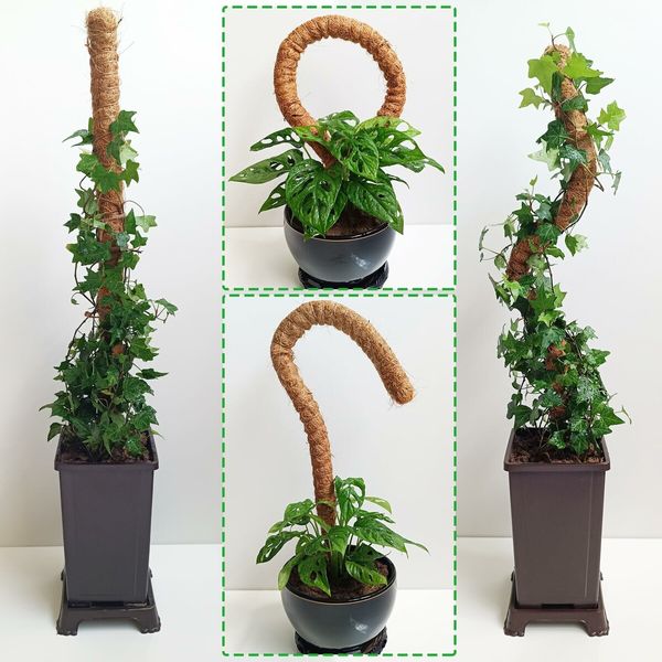 2 Pack Moss Pole,28 Inch Bendable Moss Pole for Plants Monstera,Moss Poles for Climbing Plants Indoor,Coir Plant Pole Sticks Support Stakes for Potted Plants,Pothos,Philodendron