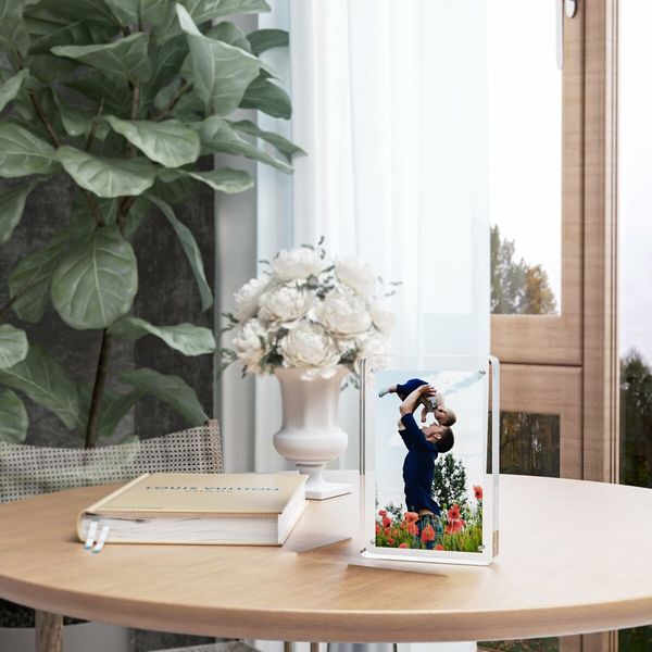 4x6 Acrylic Picture Frames, 2 Pack Clear Photo Frame, Transparent Free Standing Desktop Display Stand  Rounded Corner 2 pcs