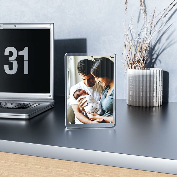 4x6 Acrylic Picture Frames, 2 Pack Clear Photo Frame, Transparent Free Standing Desktop Display Stand  Rounded Corner 2 pcs