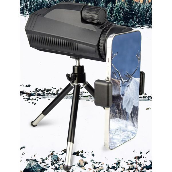 12X50 Monocular Telescope,Monocular with Phone Holder And Tripod For Bird Watching Concert Traveling Hunting Camping