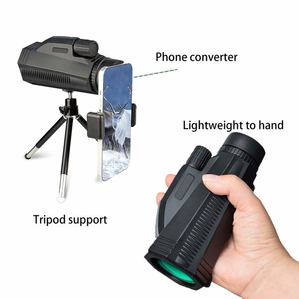 12X50 Monocular Telescope,Monocular with Phone Holder And Tripod For Bird Watching Concert Traveling Hunting Camping