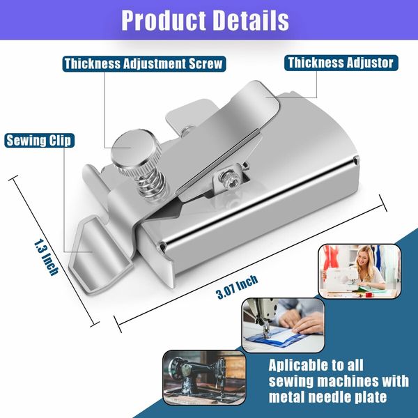 Magnetic Seam Guide for Sewing Machine,Magnetic Sewing Guide with Clip,Hemmer Guide,Multifunctional Hem Guide,Universal Sewing Machine Attachments,Sewing Supplies Accessories