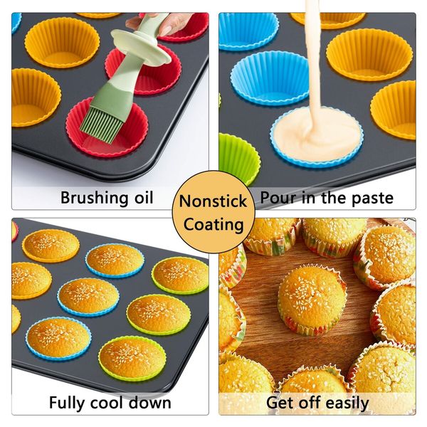 Nonstick Mini Cheesecake Pan with 12 Cup,12 Cup Removable Metal Round Cake& Cupcake Muffin Oven Form Mold For Baking Bakeware Dessert Tool